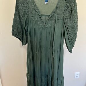 Old Navy Olive Green Eyelet Mini Dress